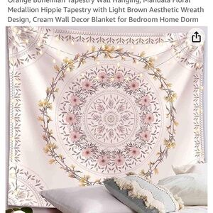 Floral Mandala Tapestry in Cream and Light Brown